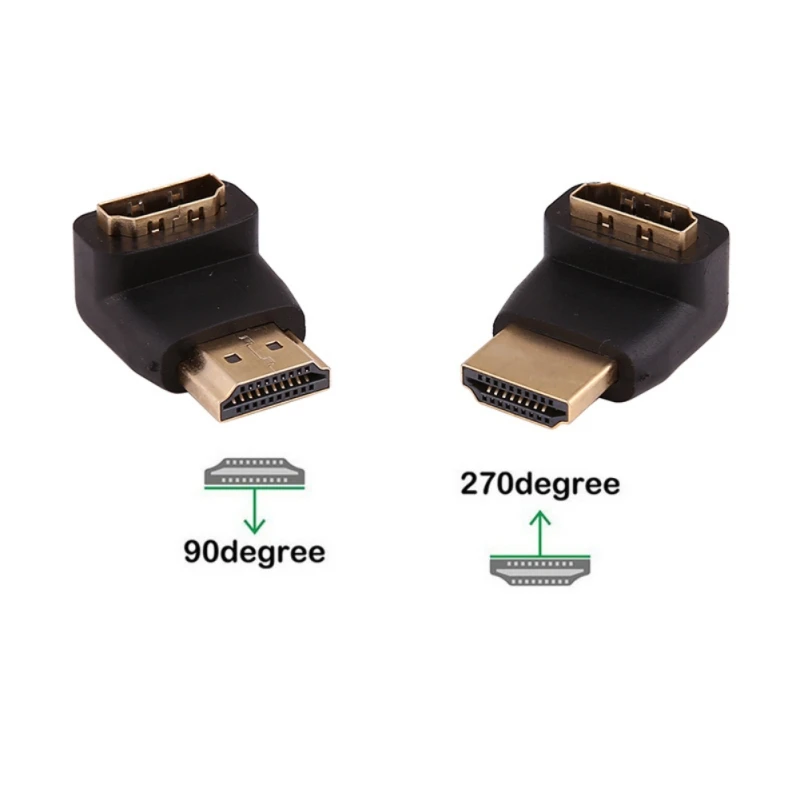 2stk HDMI-Kabel Adapter Omformere 270/90 Graders Vinkel HDMI han til hdmi hun til 1080P HDTV Kabel-Adapter Omformer Extender
