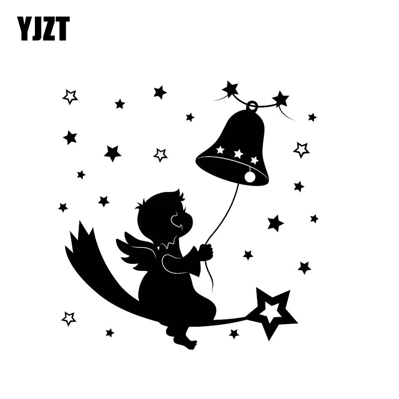 YJZT 12.9*13.3 CM Stjerner Omgiver Baby Angel Silhoutte Decal Cool Design Bil Klistermærke, Sort/Sølv, der Dækker Kroppen C20-1434