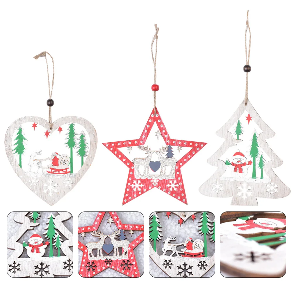 3Pcs Jul Træ-Dekoration Vedhæng Kreative Hængende Vedhæng Jule Ornament