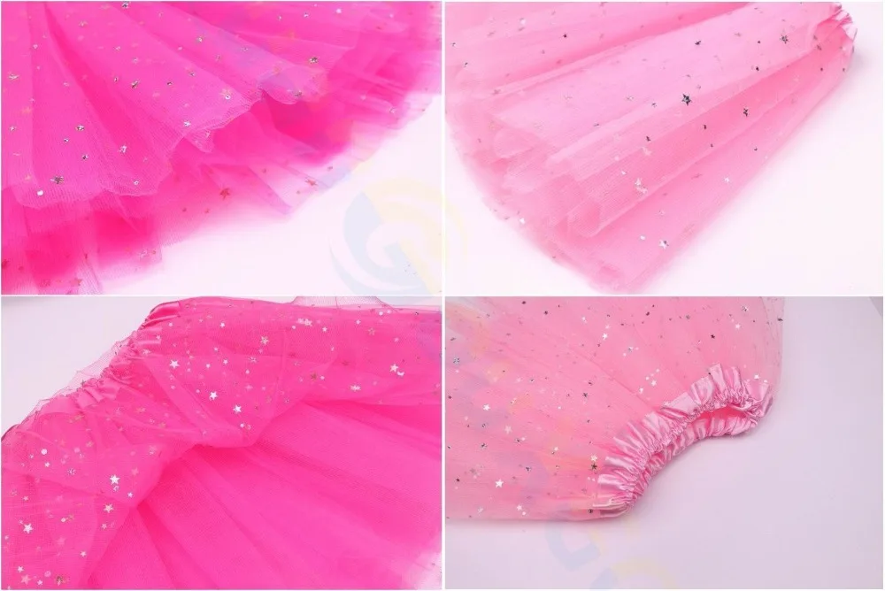 Baby piger, børn, ballet dans nederdel-mesh-pink tutu skørter shiny star-pettiskirts sparkle pige underkjoler / petticoats ydeevne Kostumer
