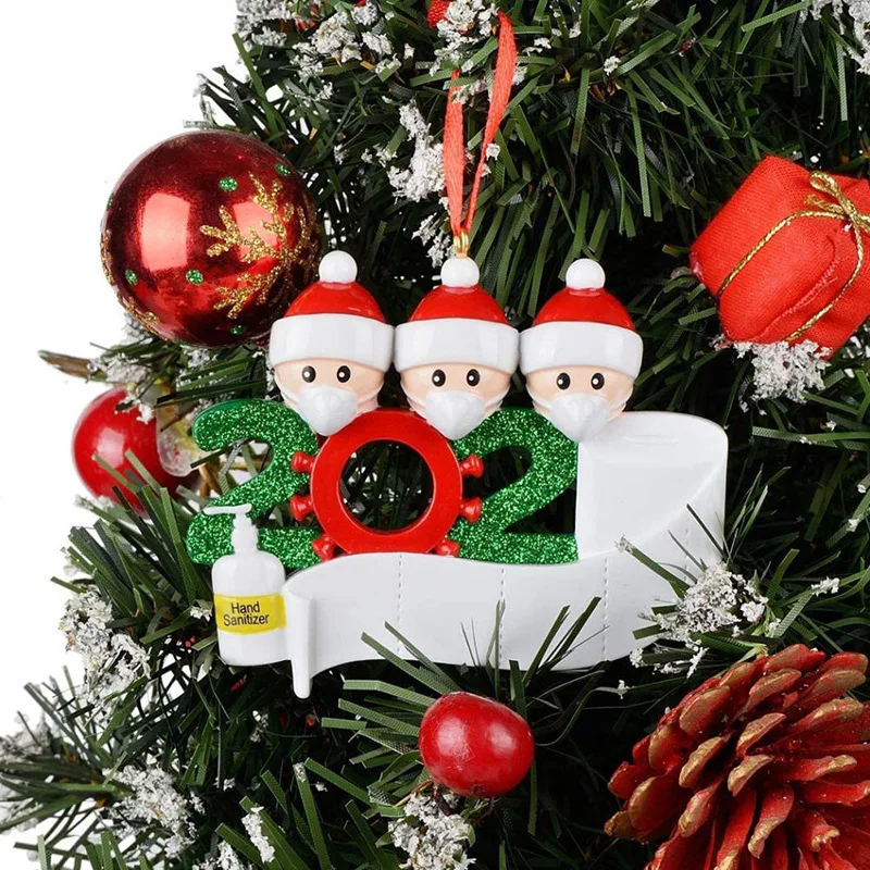 2020 julepynt Personlig Overlevende Familie 2 3 4 5 PVC Dekorationer Maskeret Hånd-vasket juletræ Hængende Pendel