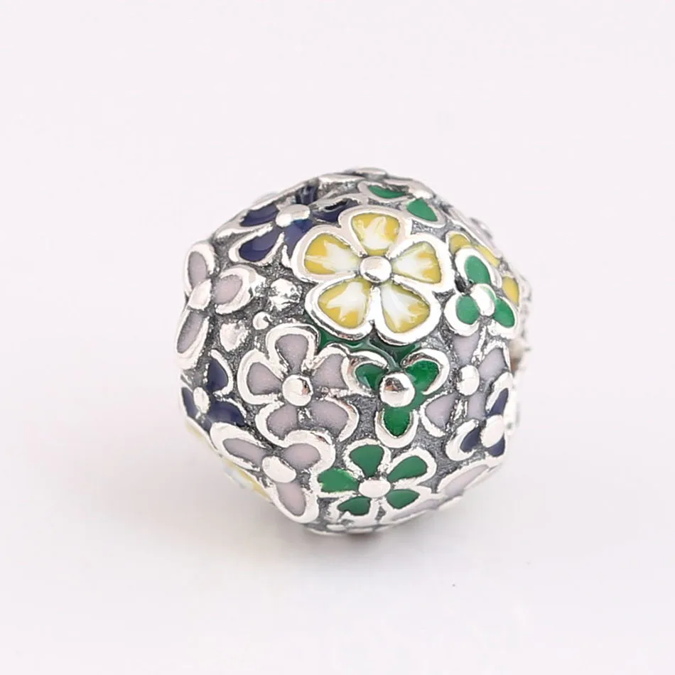 Autentisk S925 Blandet Emalje Klassiske Blomster Perle-Charme til Kvinder, armbånd Armbånd DIY Smykker