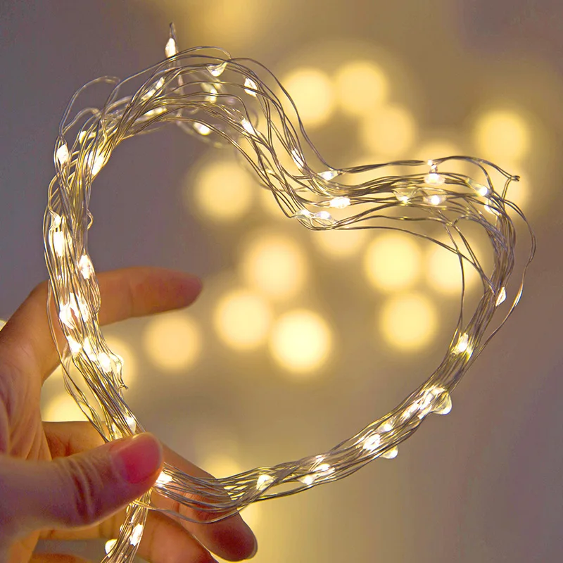 Fairy Lights Wire LED String Lys Jul Krans Indendørs Soveværelser Hjem Bryllup nytår Hjem Dekoration julepynt