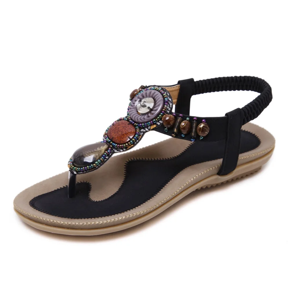 Smirnova 2018 populære mode fritids-kvinder sandaler, t-bundet fast farve fritid etniske fritid sommer sandaler stor størrelse 34-45