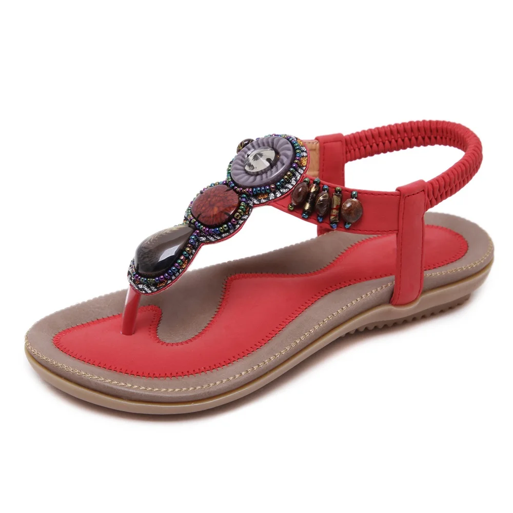 Smirnova 2018 populære mode fritids-kvinder sandaler, t-bundet fast farve fritid etniske fritid sommer sandaler stor størrelse 34-45