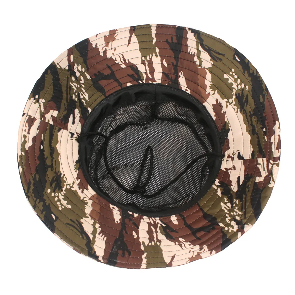 2019 Militære Panama Safari Boonie Solhatte Cap Sommeren Mænd Kvinder Camouflage Bucket Hat Med Snor Fisker Cap L58