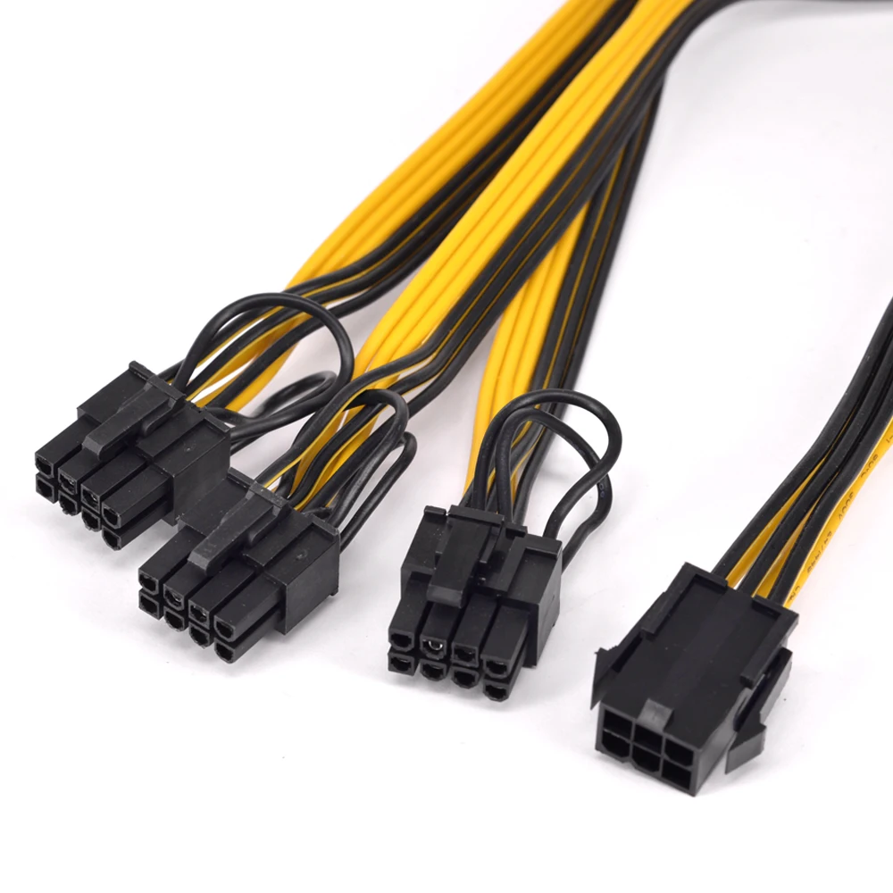 PCI-e 6Pin 1 til 3 port 6+2pin Power Kvinde til Mand udvidelse Kabel-PCIe-Grafikkort Multi 8pin til 6 Pin DIY BTC Strømforsyning