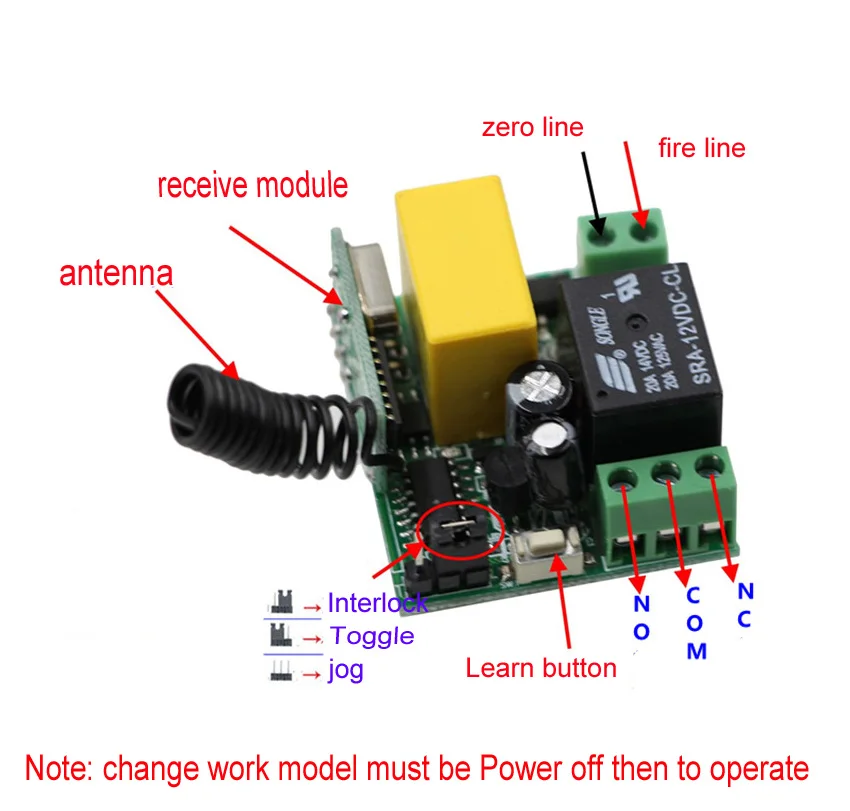 Høj Kvalitet AC220V 1CH RF Trådløse Fjernbetjening, Mini-Relay Switch Modtager yrelsen Remote Controllere, For lyskontakt Med 2button