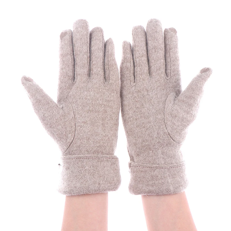 1Pair Vinter Kvindelige Uld Handsker Vinter Varm Cashmere Fuld Finger Bue Handsker