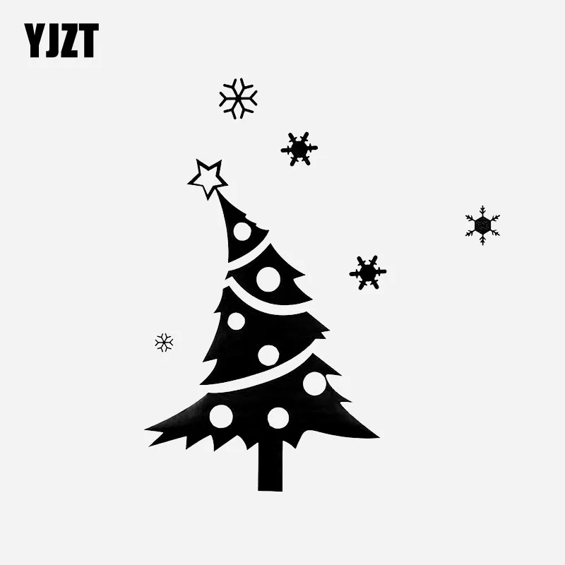 YJTZ 13.6 CM * 15.7 CM Kreative juletræ Bil Decal Sticker Vinyl Sort/Sølv C23-0004