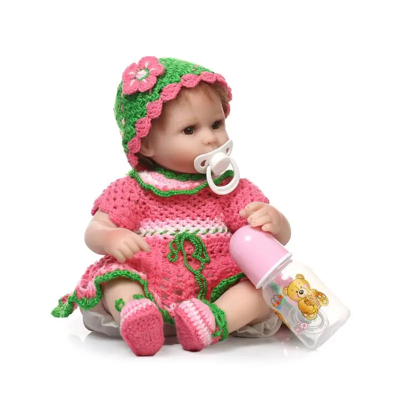 18 tommer 42cm reborn babyer legetøj dukker hånd-hæklet tøj Blød Silikone Realistisk Håndlavet baby Doll genfødt brinquedos