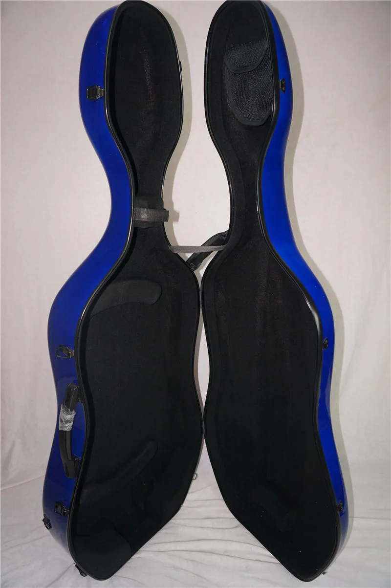 En blå farve 4/4 Cello Case etui glas Carbon Fiber Stærkt Lys af Høj kvalitet vin Farve N6