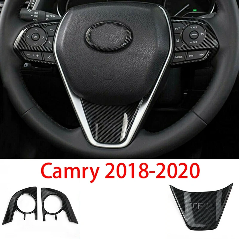 Camry Rattet Knappen Cover Sticker Indre Udsmykning Trim kulfiber Stil til Toyota Camry 2018-2020(3stk)