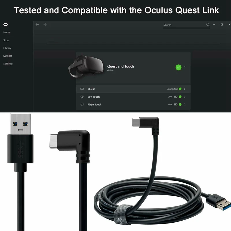 10Ft USB3.1 Type C-Link Kabel med Høj Hastighed for Oculus Søgen Link Kabel 5 gbps-Overførsel