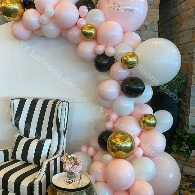 96pcs Macaron Pink Ballon Guirlande-Arch Kit Bryllup Fest Dekoration Anniversaire Globale Ballon Væg Forsyninger Baby Shower