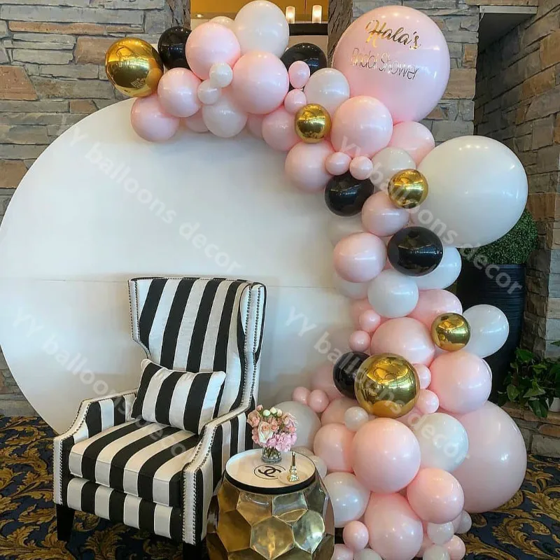 96pcs Macaron Pink Ballon Guirlande-Arch Kit Bryllup Fest Dekoration Anniversaire Globale Ballon Væg Forsyninger Baby Shower