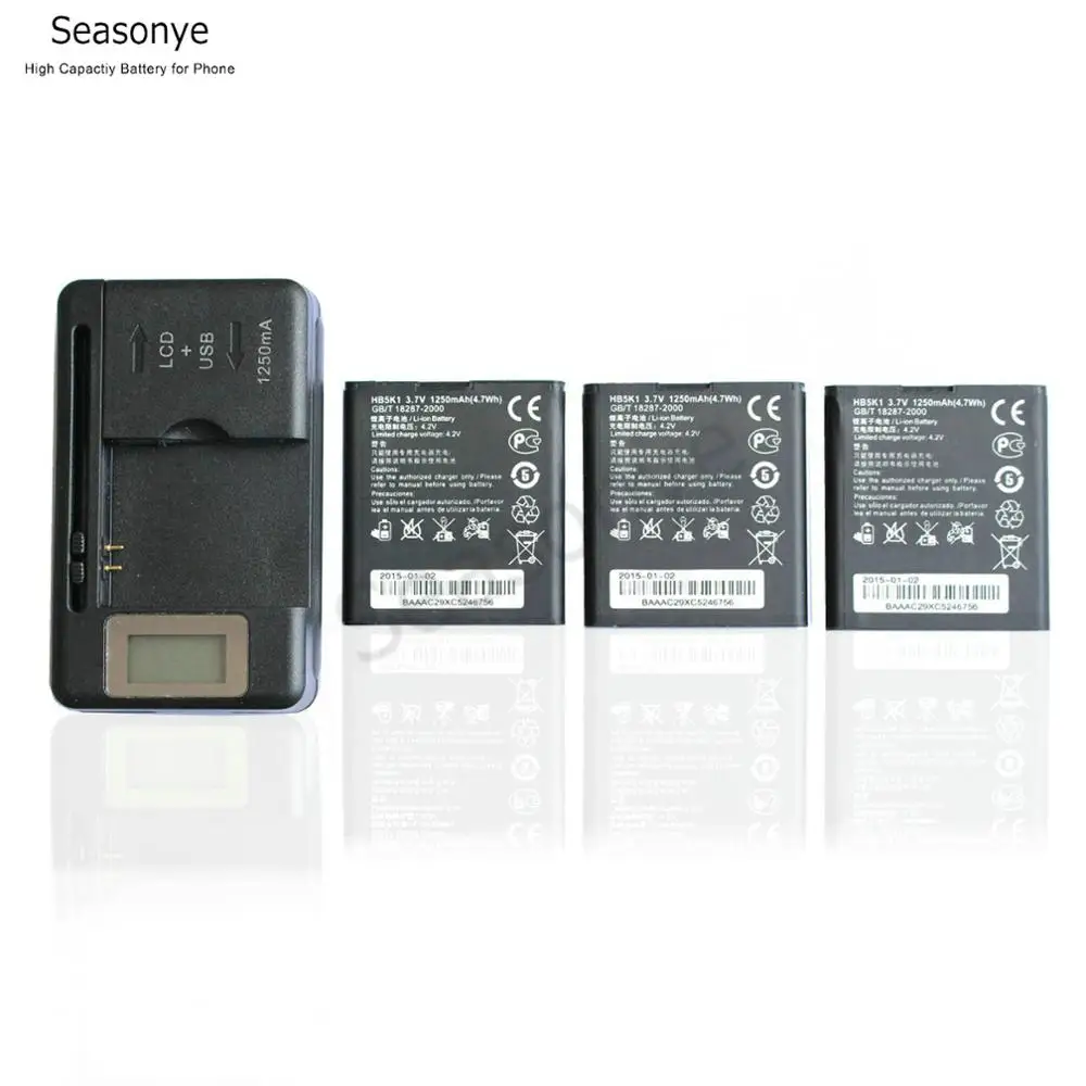 NYE 3x 1250mAh HB5K1 / HB5K1H Udskiftning af Batteri + LCD-Oplader Til Huawei Ascend Y M866 C8650 U8650 C8810 U8660 S8520
