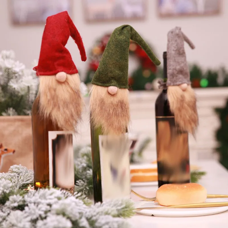 Jul Elf Flaske-Sæt Julepynt Til Rødvin Flaske Dekoration Party Bar Nytår Dekoration