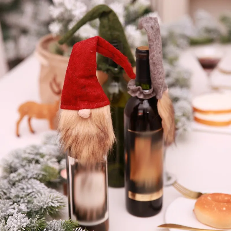 Jul Elf Flaske-Sæt Julepynt Til Rødvin Flaske Dekoration Party Bar Nytår Dekoration