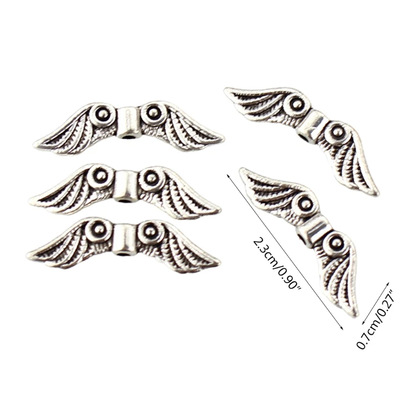 50 Stk Angel Wing Spacer Metal Charm Perler til gør det selv-Armbånd Halskæde Smykker
