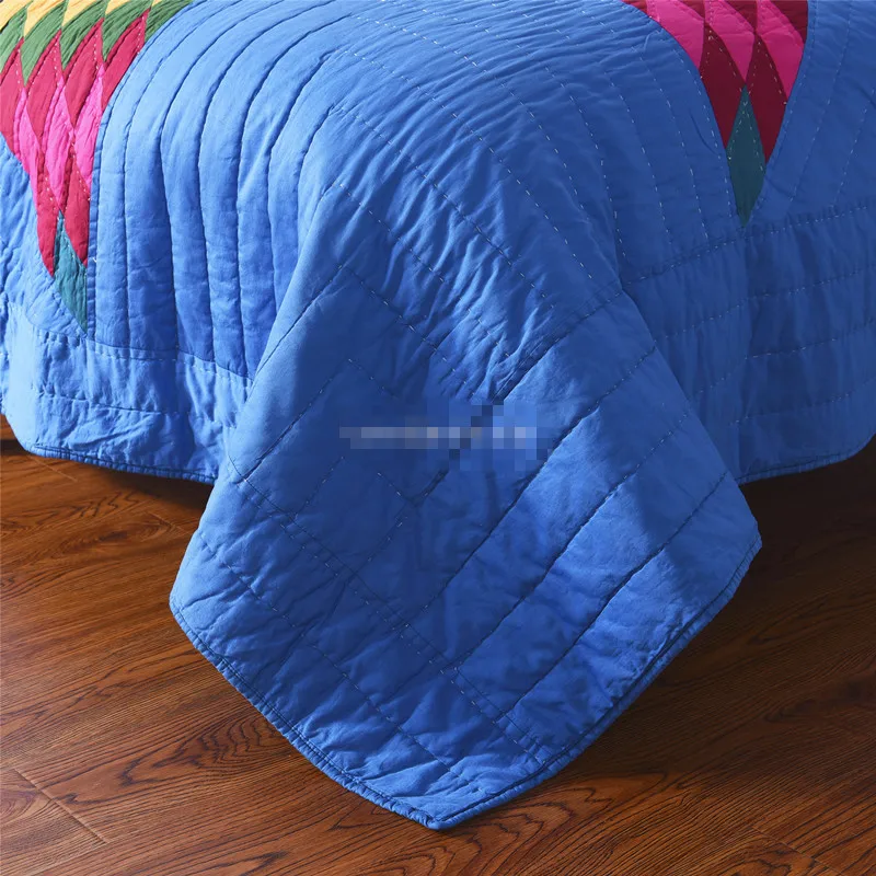 3pcs American style bomuld tykkere håndlavet patchwork colcha fuld queen size blå bed cover/sengetæppe gratis fragt
