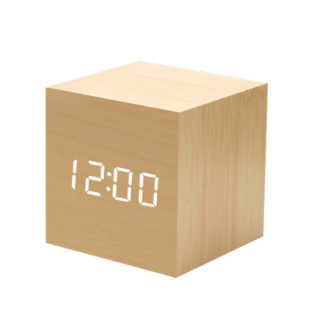 LED træ vækkeur pladsen forsvarlig kontrol brugt til soveværelse bedside tid/dato/temperatur display værktøj