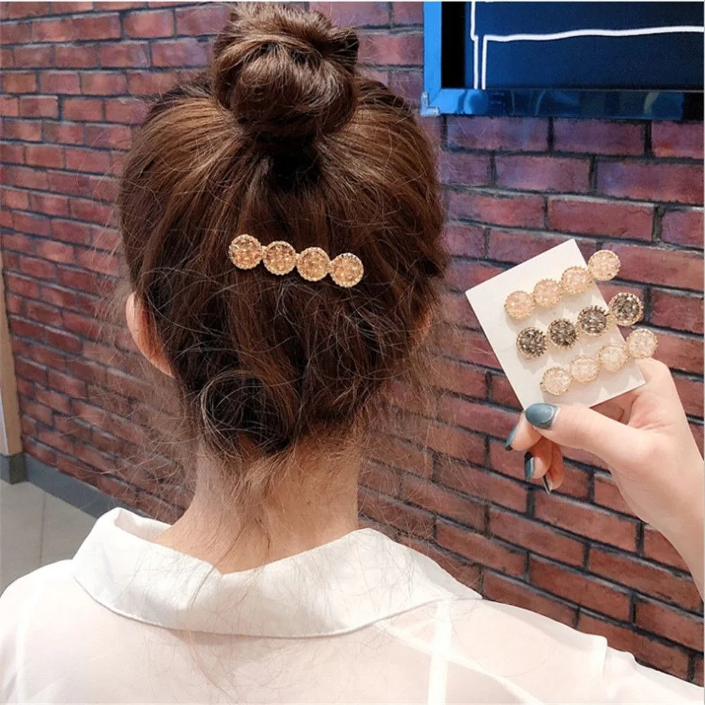 Korea Mode Crystal Hår Klip Til Kvinder, Piger Geometriske Hårspænder Rhinestones Runde Hairgrip Hårnåle Hår Tilbehør