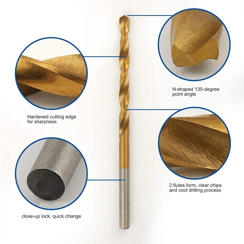 120Pcs/Sæt High Speed Stål, Titanium-Belagte Twist Bor Magt Boring Værktøjer til Træ Træ Klippe, Bore Polering
