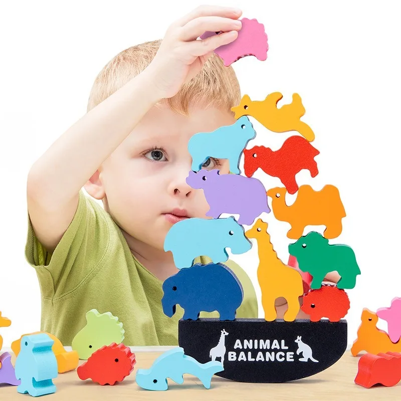 Farve Stor DIY byggesten Dyr Tilbehør Dukker Dinosaur Ocean Balance-Beam Børn, Legetøj til Børn Gaver