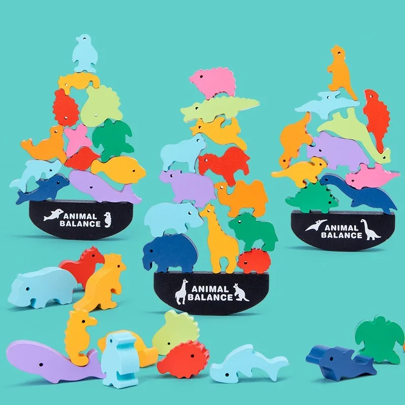 Farve Stor DIY byggesten Dyr Tilbehør Dukker Dinosaur Ocean Balance-Beam Børn, Legetøj til Børn Gaver