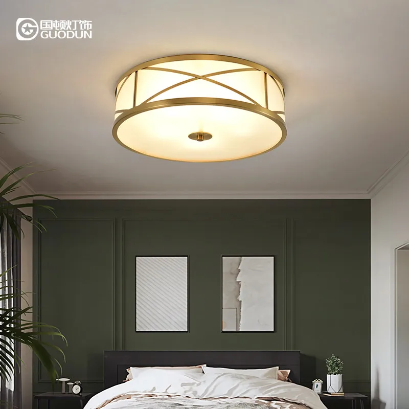 Soveværelse loft lampe, rund undersøgelse lampe, post-moderne, lille soveværelse balkon, kreative personlighed, midtergang værelse, alle kobber-lampe