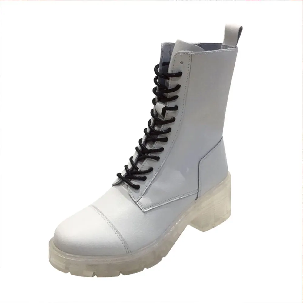 Den nye 2020-Martens Forår og Efterår Tyndt læder ankel støvler er alsidige med hvid krystal nederst i midten støvler
