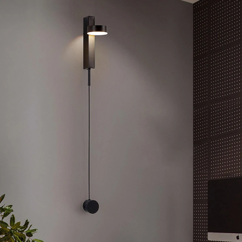 Moderne LED-væglampe med Knappen Skifte Dæmpbar væglampe Hjem Belysning, Justerbar 7W 9W Sort Til Hjemmet Trappe Soveværelse Sengen