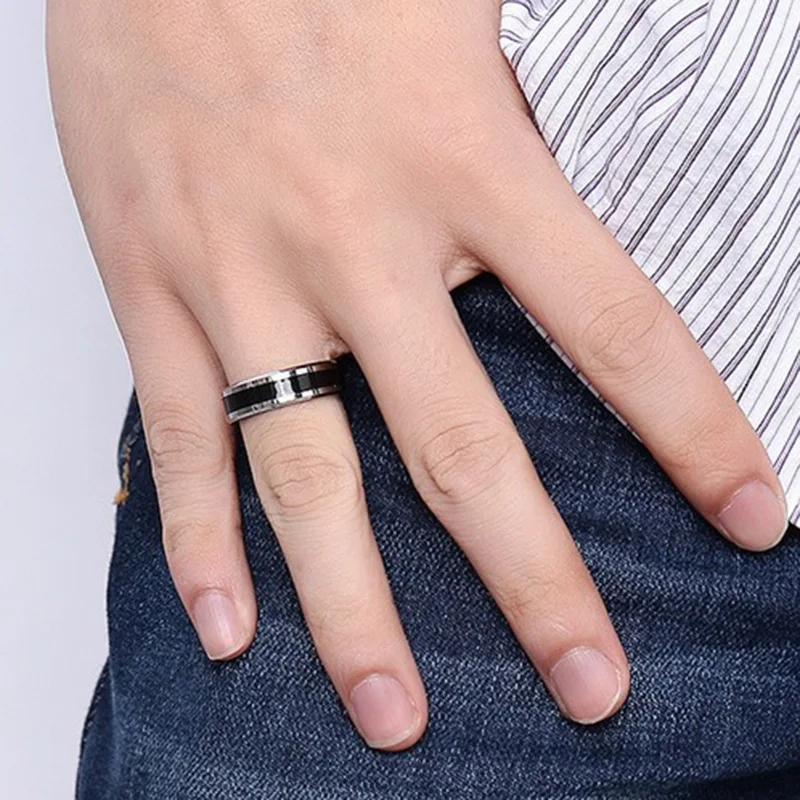 Wolframcarbid Ringe Kvalitet Sort Emalje Mænd Mode Ring Gave til Kæresten fuld størrelse 7 8 9 10 11 12