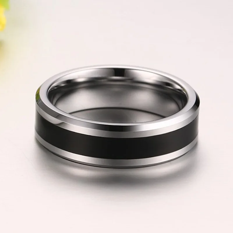 Wolframcarbid Ringe Kvalitet Sort Emalje Mænd Mode Ring Gave til Kæresten fuld størrelse 7 8 9 10 11 12