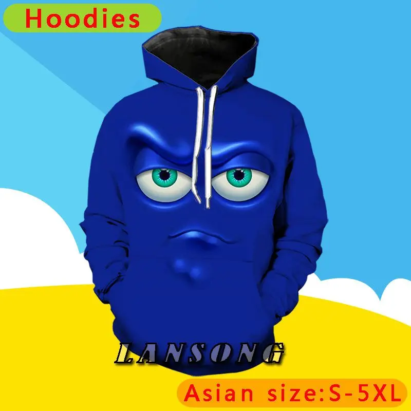 Tegnefilm funny face sweatshirt trøjer animationsfilm 3d-print mænd harajuku streetwear hiphop jakker tøj polerones hombre bluzy meskie