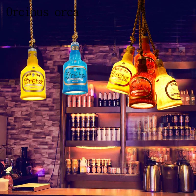 Amerikansk country enkelt hoved vin flaske lysekrone Bar Cafe RETRO kunst skabelse farve Lysekrone gratis fragt