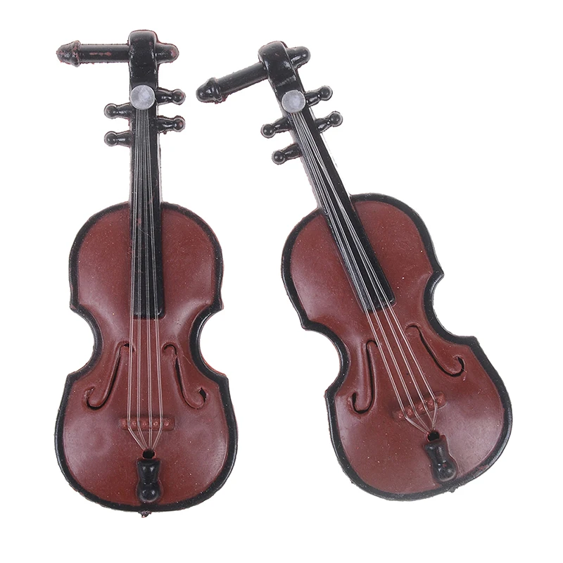 1Pc DIY Hjem Dekoration Miniature Musik Instrument Plast Mini Violin Dukkehus Dekorative Ornamenter Plast Håndværk