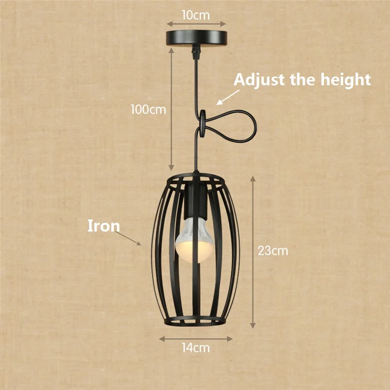 Loft-Stil Simpelt Strygejern Droplight Industriel Vintage LED Pendel lamper Spisestue Retro Hængende Lampe Indendørs Belysning