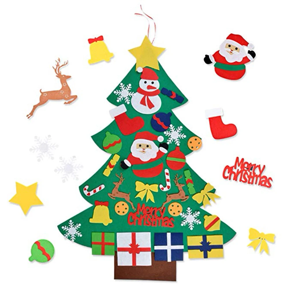 DIY Følte juletræ, Julegaver til Småbørn med Aftagelig julepynt Perfekte Børn Gaver festartikler