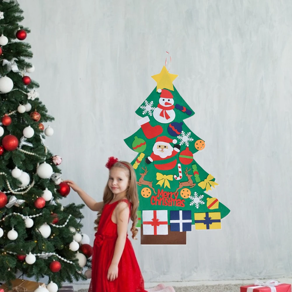 DIY Følte juletræ, Julegaver til Småbørn med Aftagelig julepynt Perfekte Børn Gaver festartikler