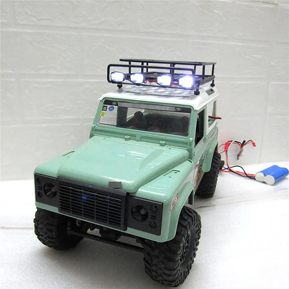 Metal Bagage-Tag-Rack Hylde Med Lys for MN D90 91 99S For Land Rover Defender RC Bil Ændring Tilbehør