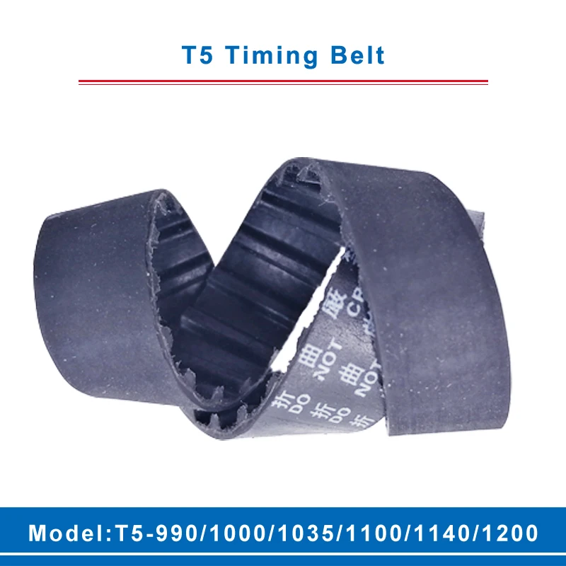 T5 Timing Bælte Model T5-990/1000/1035/1100/1140/1200 Bælte Tænder Tanddeling 5 mm Transmission Bælte Bredde 10/15/20/25/30/35/40/45/50mm