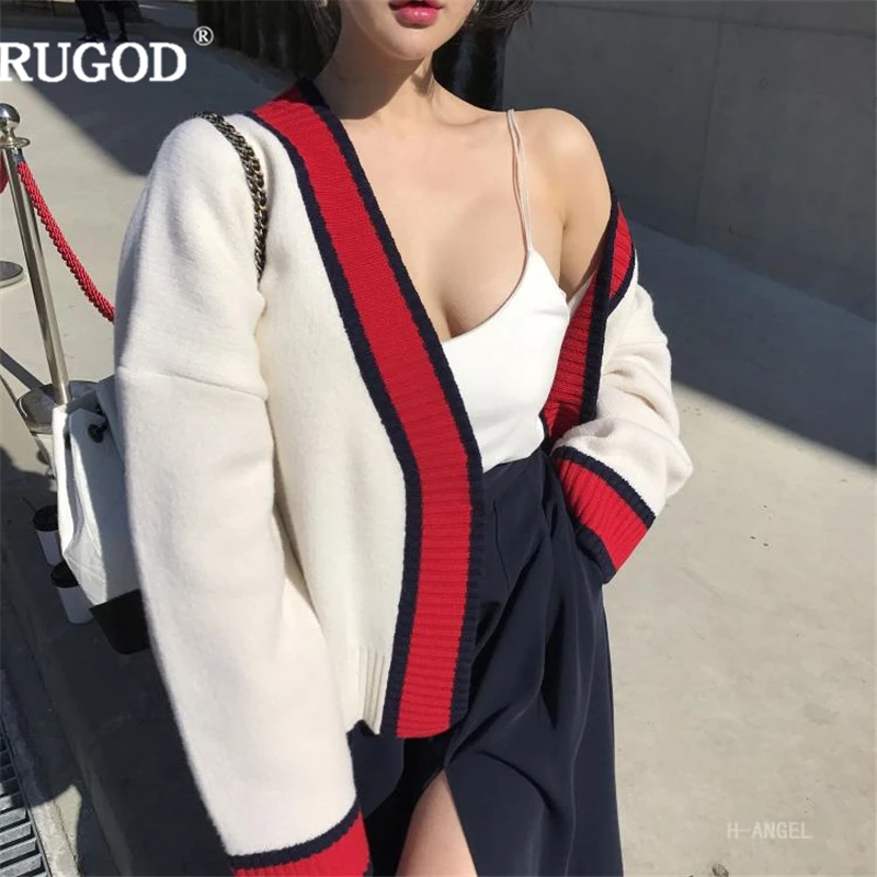 RUGOD Nye Mode Kvindelige Sweater 2019 Efterår og Vinter Casual Bælte Lanterne Ærme Strikkede Cardigans Til Kvinder Sueter Mujer