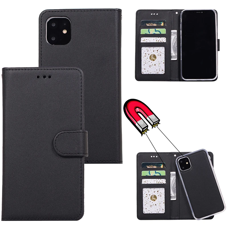 Aftagelig 2-i-1-Magnetisk Læder Tegnebog Case Til iPhone 12 Mini-11 Pro Max antal XS-XR-X 8 7 6 6S Plus SE Retro Med kortdækslet