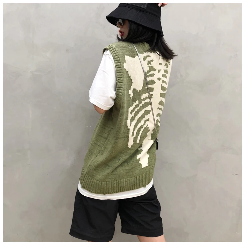 Japansk street brand KAPITAL skelet hul vest sweater mænd er vinter Nye High Street fashion, afslappet par vest sweater
