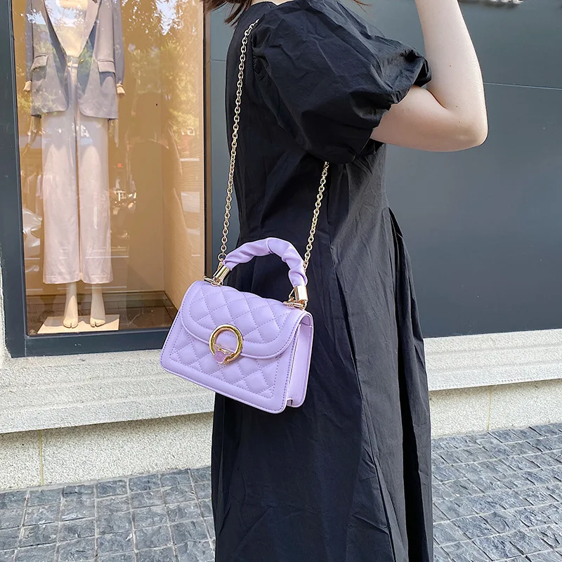 Solid Farve Mini PU Læder Crossbody Tasker Til Kvinder 2020 Simple Mode Håndtasker Kæde Kvindelige Skulder Messenger Taske Travel Bag