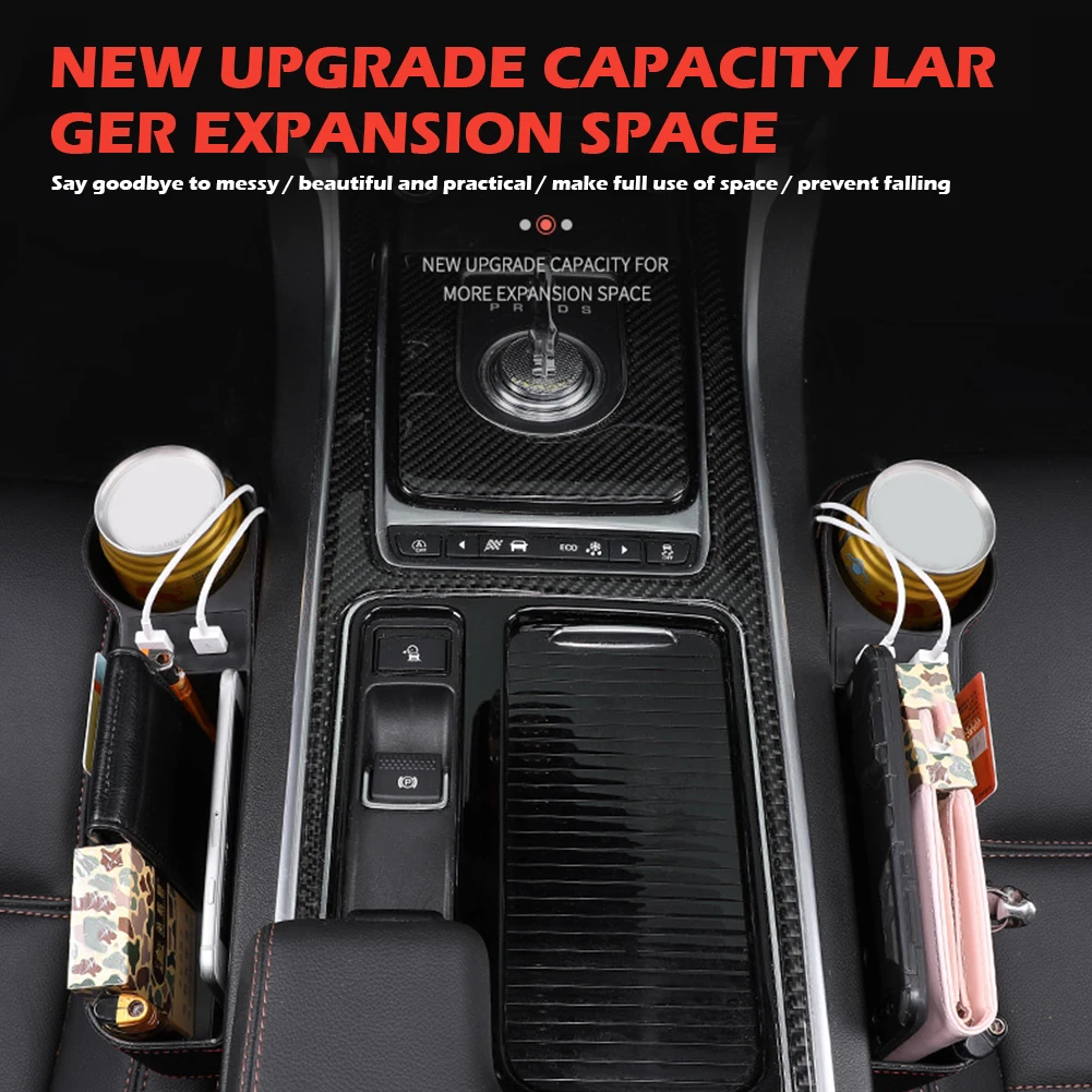 Universal Bil Sæde Hul Arrangør med Tilstrækkelig Holdbarhed og Robusthed Side Lomme opbevaringsboks Tilfælde Dual USB Oplader