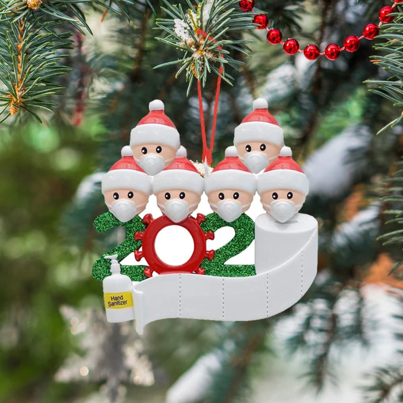 2020 Karantæne julefrokost Dekoration Gave Santa Claus med Maske Personlig Xmas Tree Ornament Home Decor