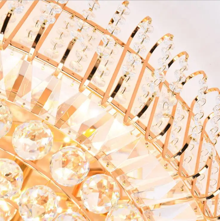 Gyldne krystal loftslampe stue lampe LED kreative restaurant soveværelse lampe Europæiske runde loft belysning fastholdelsesanordningen led